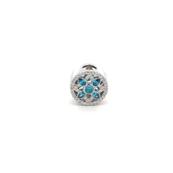 925 Sterling Silver Charm Bead Round Holiday Christmas For Charm Bracelet - Picture 1 of 5
